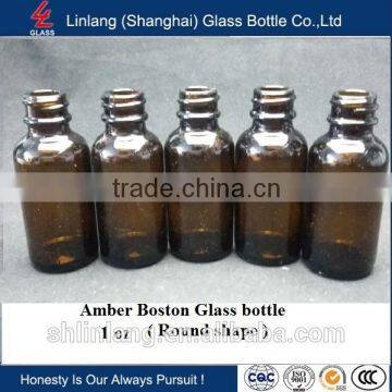 Amber glass bottle boston round 1oz