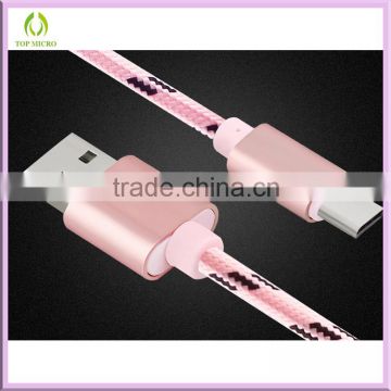2016 Fashion Portable Fast Charging Nylon Cable Type-C to USB2.0 Data Line