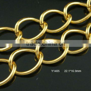 2mm thick gold color curb chain link size 22*17mm