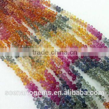 #CMZ Natural Multi-Color Tear Drop Faceted Gemstone Loose Beads Sapphire