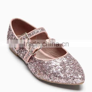 Fantasy glitter upper tpr sole pointed toe fancy ballerina shoe girls belly shoes ballet flats shoes kids 2016