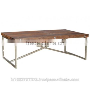 Coffee table with nickle finish Reclaimed Wood