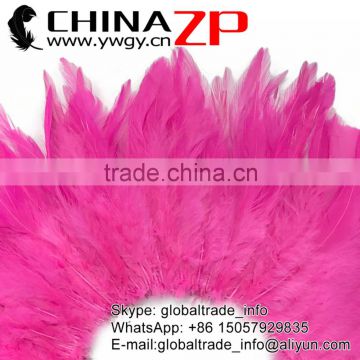 ZPDECOR Wholesale Bleached Dyed HOT PINK Strung Chinese Rooster Saddle Feather