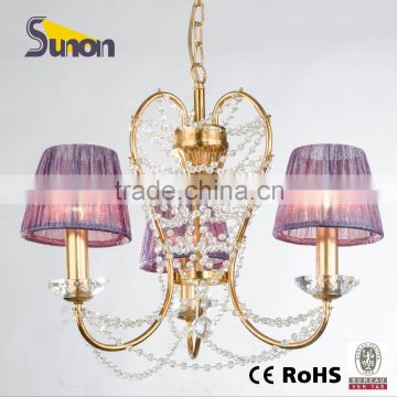 SD1149/3 Simple Crystal Chandelier/Purple Shade Hanging Lamp/ Iron Chandelier Lighting