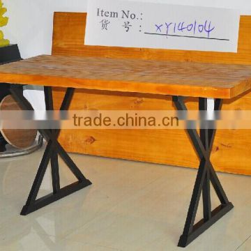 Wrought Iron leg with solid wood top table(XY140104)