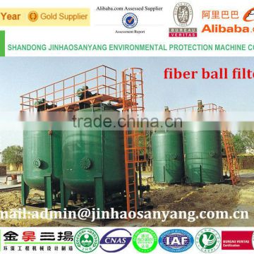 Fiber ball filter device for oily waste water treatment
