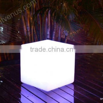 Solar remote controlled led multi color change outdoor cube stool bench