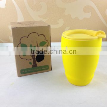 ceramic coffee cup with plastic lid