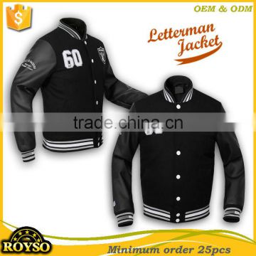 Customize Black Baseball Team Bomber Silk Quilted Wool Puffer Varsity Letterman Jacket Leather Sleeves cheap Wholesale for men