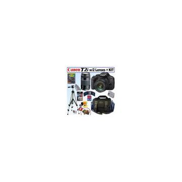 anon EOS Rebel T2I 18MP Digital SLR Camera w/18-55 IS & 75-300 Lenses + 16GB Acc Kit