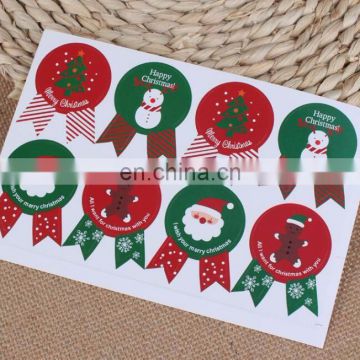 Hot Sale Badge Shape Red And Green Christmas Box Bag Label Baking Bag Sealing Sticker Baby Shower Gift Decoration Craft Packing