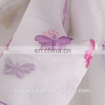 2015 new design lovely butterfly embroidery organza fabric