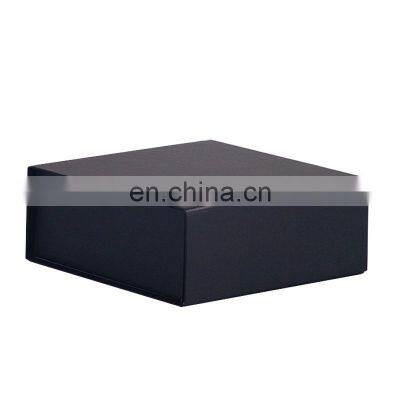 Luxury black magnetic flap folding rigid gift presentation box wholesale