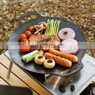 Barbecue Platter Portable Domestic Outdoor Barbecue Platter Round Steak Pan With Handle Barbecue Pan