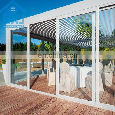 Modern Design Outdoor Automatic Raining Proof Louvered Pergola Covers with Led Light