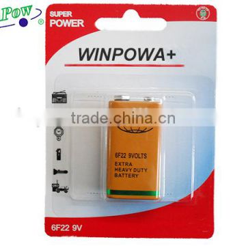 2014 hot sale 6f22 9v 006p carbon zinc battery with high capacity made in China