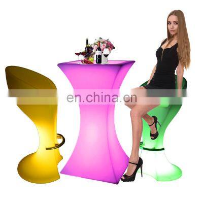 led chairs /16 colors led plastic high cocktail table and chair waterproof glow light bar night club furniture