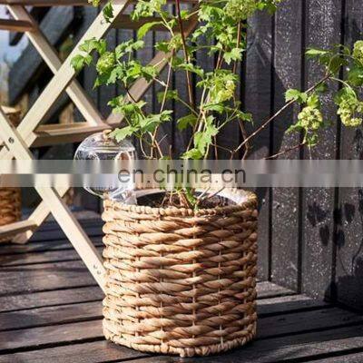 Best Price Woven Natural Water Hyacinth Planter with plastic inside Handwoven Storage Basket Cheap Wholesale