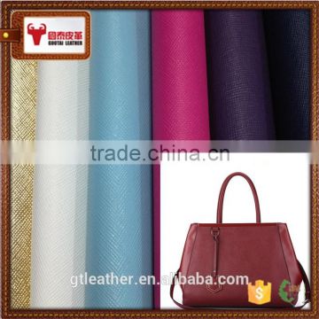 Genuine cow split saffiano leather for bag and wallet