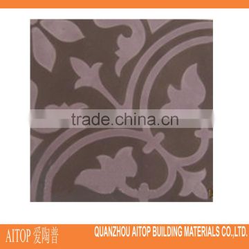 Brown floor cement tile, puzzle texture cement handmade tiles synthetic material printing cement floor tiles 200x200mm design