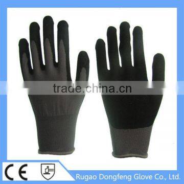 Good Quality Black Sandy Nitrile Coated 13 Gauge Polyester Working Gloves For Safety Equipment