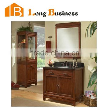 LB-LX2102 China classic red solid wood wall mounted makeup bathroom cabinet with Mirror
