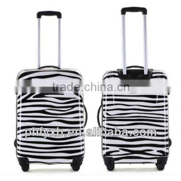 China Alibaba 2015 Zebra-stripe print luggage trolley travel bag,ABS+PC Hardcase material Fashional trolley case