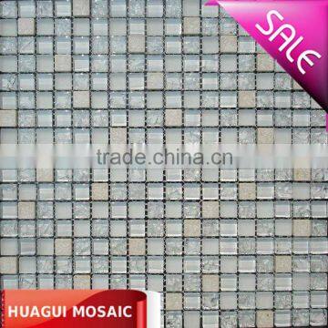 Pure as the snow white glass mix ceramic mosaic tiles for bathroom HG-815204