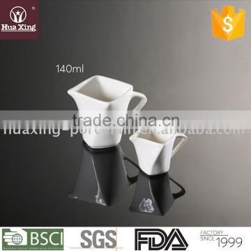 H6325 square mouth corundum porcelain coffee mug and saucer white