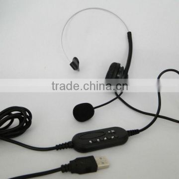 USB monaural headphone with MIC microphone volume controm mute function