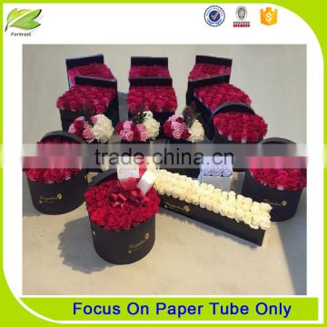 Custom design black round square flower box