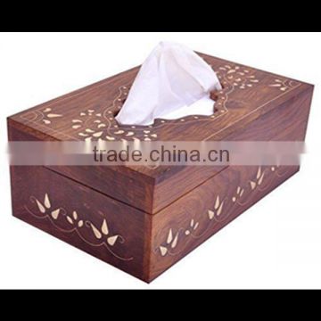 Cheap unfinished top grade customized natural handmade wooden tissue napkin box
