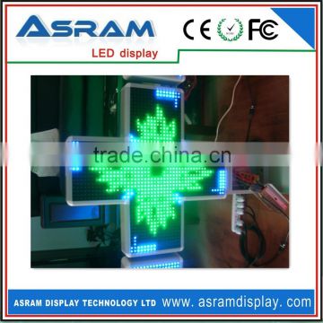 IP66 3D led cross display by wireless control/3D High quality LED Pharmacy cross/Slim curved shape frame
