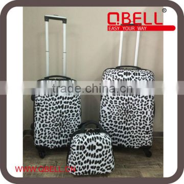 ABS+PC Luggage Trolley Suitcase with Vanity Case,360 degree wheel,promotion style,leopark printing
