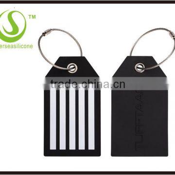 Travel Luggage Suitcase Tags with Steel Cable Wire, Tough Custom PVC Baggage Label