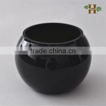 Tabletop Decorative Round Black Glass Vase, Round Glass Fish Bowl