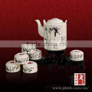 Chinese ink hand painting bamboo figure ceramic elephant tea set for home hospitality