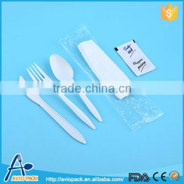 High quality aviopack white PP plastic airline multi cutlery set