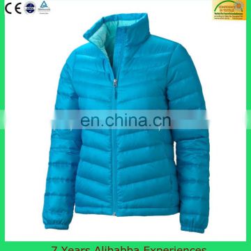 Light blue womens fashion down jacket custom(7 Years Alibaba Experience)