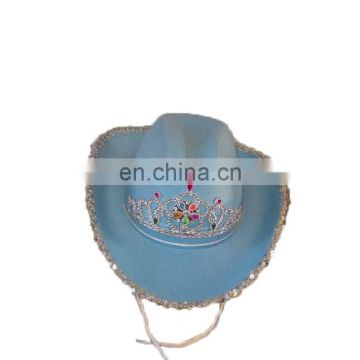 MCH-1318 Party Carnival funny cheap blue crown cowgirl felt Hat
