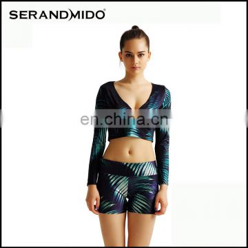 Bare-midriff Dylan Women Breathable Fit Digital Printing Sexy Casual Fitness Shorts&Tops Suit