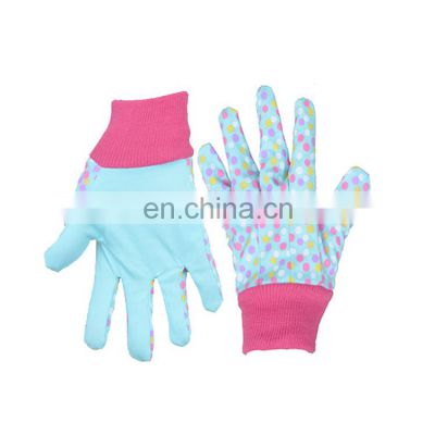 HANDLANDY Custom Children Use Pink Cotton Safety Floral Pattern Cotton palm garden gloves