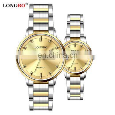 LONGBO 80555 Women Men Quartz Wrist Watch For Lovers Stainless Steel Auto Date Calendar Business Couple Watches