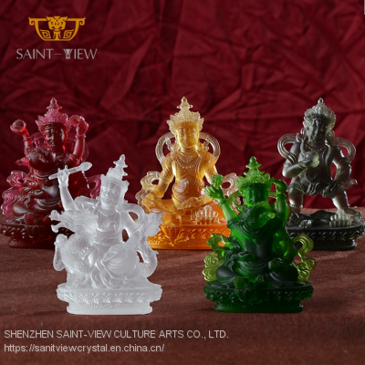 Factory Wholesale Five Ways God of Wealth Crystal Buddhism Statue Figurine