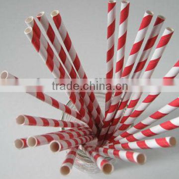 Bright Red Striped Paper drinking Straws for baby showers