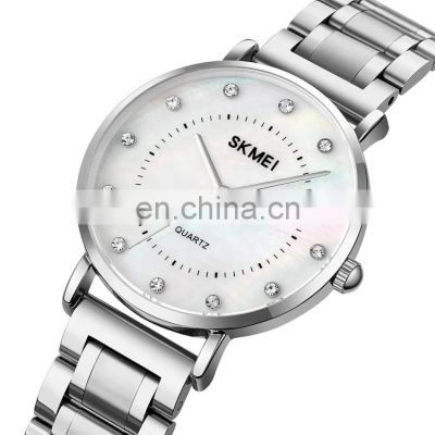 New Trendy SKMEI Ladies Watch 1840 Stainless Steel Strap Round Dial with Diamonds Chinese Watch Quartz Watches