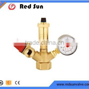 HR6110 brass safety valve with pressure gauge