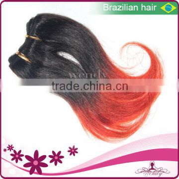 Ombre Black Fire Red Color Two Tone Brazilian Hair Weft