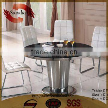 Foshan factory manufacture round marble top with stainless steel frame dining table