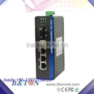 1Fiber to 4 RJ45 port 10/100M Unmanaged Industrial Optical Fiber PoE Switch